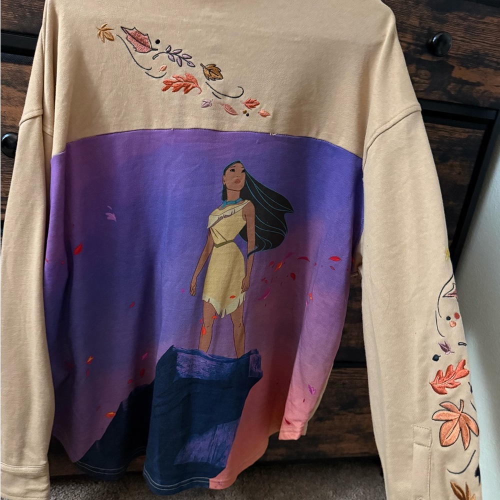Disney Pocahontas WDW Tan Long Sleeve Button Up Shirt Large - NEW WITH TAGS